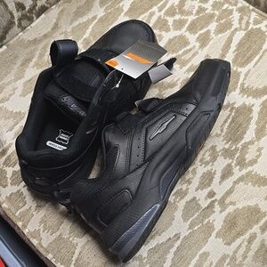 Avia Men's Genuine Leather Walking Shoes Black Memory Foam Quick Strap Closure